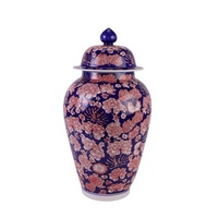 RYCI74-A Jingdezhen Guci Keramik Pola Bunga Penuh Merah Berlapis Porselen Pot Besar