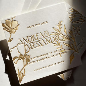 Biglietto da visita personalizzato con cartoline con carta di auguri tipografica in oro di lusso all'ingrosso cartoline di ringraziamento con buste - Product Image 1