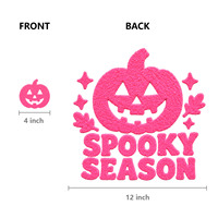 Échantillon Gratuit : Patch Chenille Géant Néon Jack O'Lantern Complet à Thermocoller pour Vêtements Halloween Jaune Trick or Treat par EYD