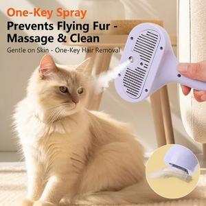 Nouvelle <span class=keywords><strong>brosse</strong></span> de toilettage pour animaux de compagnie antibactérienne avec fonction de massage, élimine les poils lâches sans effort, outil de toilettage électrique à brume - Product Image 1