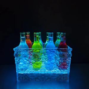 Logo personnalisé boîte <span class=keywords><strong>de</strong></span> <span class=keywords><strong>nuit</strong></span> bar motif <span class=keywords><strong>de</strong></span> glace en plastique transparent Led seau à glace éclairage bière <span class=keywords><strong>champagne</strong></span> seau à glace - Product Image 2