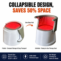 Chaise de luminothérapie rouge pliable avec chauffage réglable, minuterie 15-60 min, 320 LED SMD rouge et infrarouge proche pour le soin lombaire et des hanches
