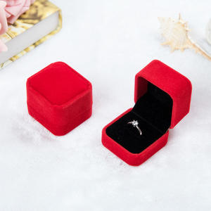 Velvet <b>Ring</b> <b>Box</b> Square 5x5x3 Red Jewelry Storage Case For Engagement Wedding Gifts - Product Image 1