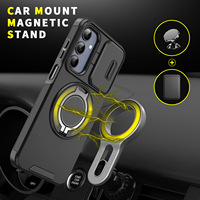 Étui de téléphone robuste antichoc avec protection coulissante pour objectif d'appareil photo et support anneau pour Samsung S26 Ultra S25 S24 S23 A07 A06 A16 A36 A55