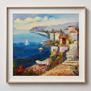 Pinturas de Paisajes en Lienzo de Villas junto <span class=keywords><strong>al</strong></span> Mar de Venecia, Escenas de Lagos, Acrílico Pintado a Mano, Números Personalizables, Fácil Manualidad DIY - Product Image 1