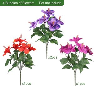 ดอกไม้ประดิษฐ์สำหรับกลางแจ้งพืชเทียม4มัดเหมือนจริงดอกไม้เขตร้อนดอกไม้ผ้าไหมทนรังสียูวี - Product Image 2