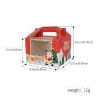 Scatola Regalo di Natale Rossa in Carta con Finestra e Manico, Stampa Babbo Natale, Confezione Rigida per Caramelle e Piccoli Regali