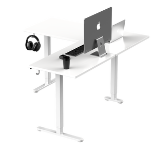 Bureau debout modulaire en bois et métal, convertible, télescopique, en forme de L, ergonomique, réglable en hauteur, table électrique à levage électrique - Product Image 4