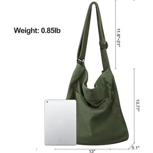 Sac fourre-tout en toile BSCI pour femmes et hommes, sac à bandoulière, sac messager décontracté multi-poches, sac de voyage et de travail - Product Image 6