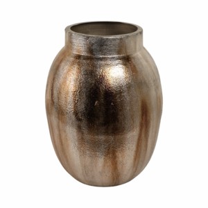 Vaso Decorativo Rotondo in Metallo, Elemento d'Arredo Contemporaneo per Soggiorno, Camera da Letto, Ufficio, Vaso per Fiori - Product Image 1