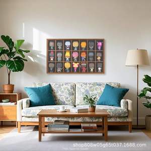 Étagère de présentation en bois pour collection, 3 niveaux, 18 compartiments, pour poupées vinyles, figurines, boîte de rangement, fixation murale - Product Image 2