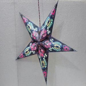 Lámparas/Linternas Decorativas de Papel con Estampados de Ganesh en Colores Variados, 5 Puntas, 60 cm, LAXMANS PSL-075 para Navidad, Venta al por Mayor desde India - Product Image 1