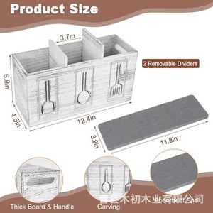 Estante grande de madera para cubiertos, organizador de utensilios de cocina, apto para encimeras, precio mayorista - Product Image 4