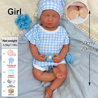 Poupée Bébé Fille Réaliste en Silicone Souple de 20'' avec Bouche Ouverte, Poupée Nourrisson Dormant, Lestée, Douce et Flexible, Cadeau d'Anniversaire pour Enfants