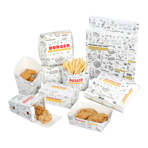 Fries Box Custom Disposable Kids Set Snack Fast Food Packaging Containers Package Take Away French Fries Hamburger Chicken Wing Burger Box