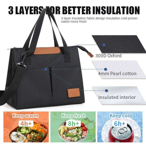 Sac isotherme réutilisable en tissu Oxford grande capacité avec fermeture éclair pour pique-nique, pour 2 personnes, en polyester - Product Image 6