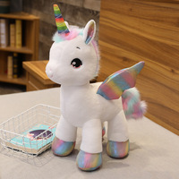Boneka Unicorn Raksasa Putih Lembut 40/60/80/100cm dengan Sayap, Rambut Tie-Dye, dan Mata Besar, Isi Kapas PP untuk Anak-Anak