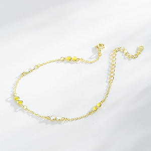 Pulsera de Cadena de Plata de Ley S925 con Esmalte Amarillo para Mujer, Accesorios Sencillos y Elegantes para Uso Diario, Versión de Cobre Personalizable - Product Image 6