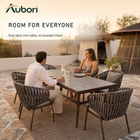 Ensemble de salle à manger d'extérieur 6 places avec structure en alliage d'aluminium, chaises à dossier en toile et coussins moelleux pour jardin et terrasse