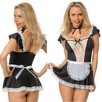 Halloween Party Cosply Maid Dresses Mujer Costume Uniformes Jupe Exotique Sexy Ingerie Sous-Vêtements