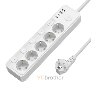 Home Use Socket Smart 4 USB 5 AC Outlets Power Strip 1 Switch Control 1 AC Electric Socket Extension