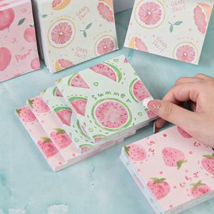กระดาษโน้ตลายผลไม้แบบมีกาวในตัว - ธีมเกรปฟรุต/แตงโม/สตรอว์เบอร์รี ของขวัญเครื่องเขียนตกแต่งสำนักงานและการเรียน - Product Image 4