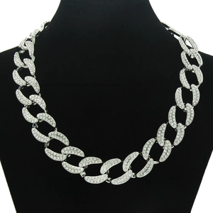 Exaggerated <b>Cuban</b> <b>Chain</b> Full of Diamonds Necklace Female, Collarbone <b>Chain</b> Temperament Cool Tanjing Fashion Lijing Necklace - Product Image 5