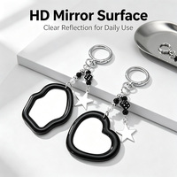 En gros, Mini porte-clés miroir, Breloque de sac en acrylique avec nœud et nuage, Pendentif porte-clés esthétique étoile pour la vente au détail et la vente en gros aux boutiques