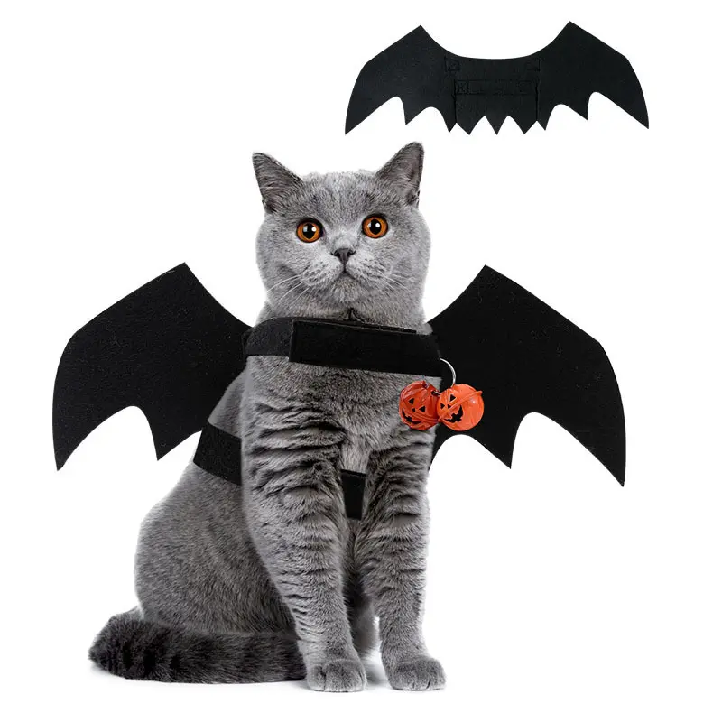 Костюм для Хэллоуина, одежда для собак, платье с крыльями летучей мыши с колокольчиком, шлейка для собак и кошек
