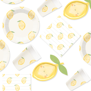 Juego de Vajilla Desechable DAMAI con Diseño de Limón Fresco, Platos y Vasos de Papel para Postre, Juego de Vajilla para Fiestas - Product Image 1