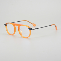 Cadre rond femme acétate + titane montures optiques en gros main anti-lumière bleue cadres logo personnalisé