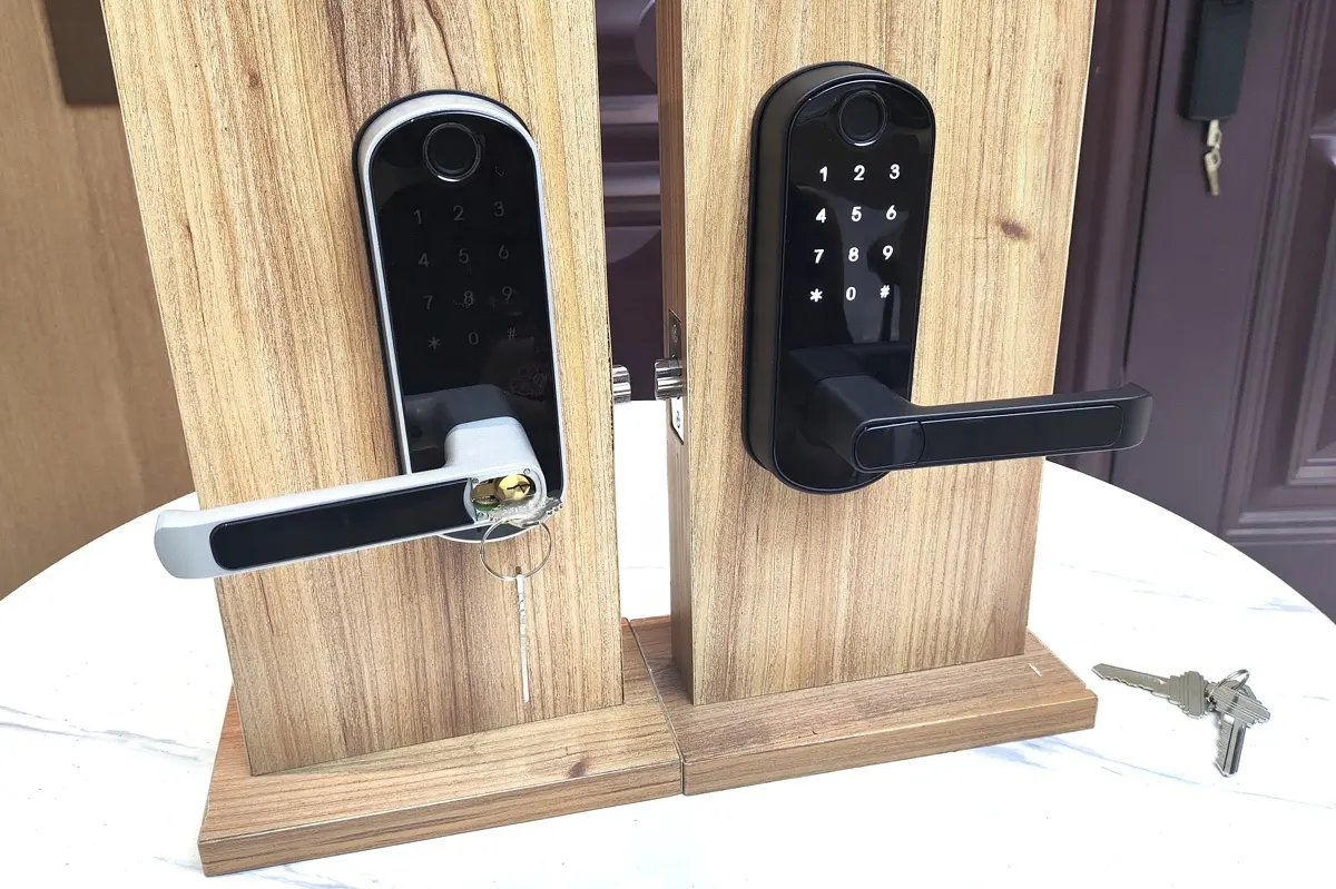 ttlock smart keyless wooden door latch home office electronic security digital latch code wireless smart lock