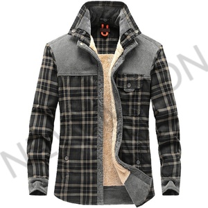 Custom Winter Warm Plush Long-sleeved Plaid <b>Shirt</b> Casual Lapel Corduroy <b>Patchwork</b> <b>Shirt</b> for Men - Product Image 6