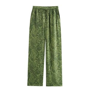 <span class=keywords><strong>Abbigliamento</strong></span> <span class=keywords><strong>Donna</strong></span> Set 2 Pezzi Bohémien <span class=keywords><strong>Verde</strong></span> con Stampa Paisley Maglietta a Maniche Lunghe e Pantaloni a Vita Alta - Product Image 3
