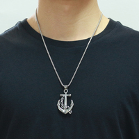 Collier pendentif ancre de chaîne en acier inoxydable personnalisé avec effet 3D