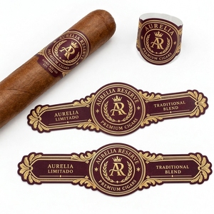 Bandes de cigares personnalisées, estampage à chaud, anneaux adhésifs en <span class=keywords><strong>papier</strong></span> gaufré, étiquette privée pour l'emballage de cigares haut de gamme - Product Image 2