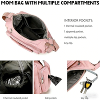Sac à langer matelassé en gros, sac de rangement durable pour poussette, sac à bandoulière tendance pour femme avec distributeur de lingettes et de sacs poubelles
