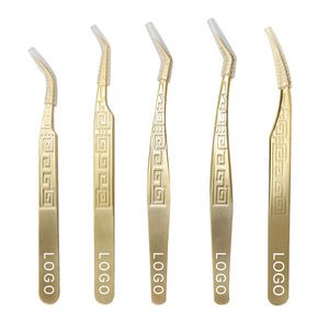 プライベートラベル卸売ラッシュピンセットファイバーチップダイヤモンドグリップゴールドまつげエクステンションピンセットサンド - Product Image 6