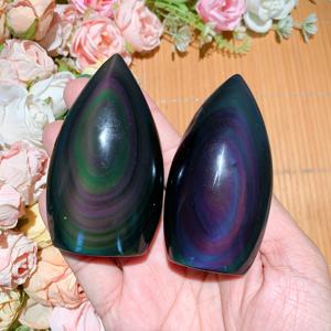 Wholesale Natural Rainbow Obsidian Heart/Teardrop <b>Ornament</b> Suitable for Home Decor Meditation and Holiday Gifts - Product Image 5
