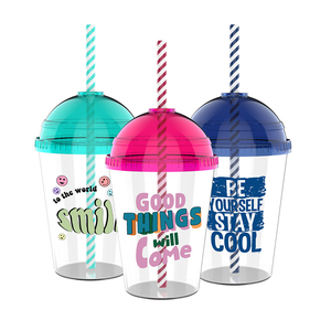 Botella de Agua de Plástico Libre de BPA, Vaso Transparente con Tapa de Domo para Bebidas Frías, Café, Té, Smoothie, Jugo, Bubble <span class=keywords><strong>Boba</strong></span>, Frappuccino - Product Image 4