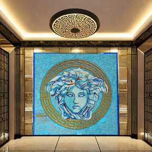 100x100cm hiện đại vuông kính bức tranh tường hồ bơi nữ thần Medusa huy chương khảm tường nghệ thuật gạch phong cách thiết kế - Product Image 6