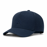 Casquette de baseball unisexe sans marque, respirante, imperméable, à 5 panneaux, avec panneaux perforés découpés au laser, visière incurvée, ajustable, quatre tailles