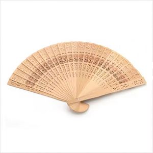 Held Fan Carved Bamboo Custom Wooden Folding Hand Fans for <b>Wedding</b> - Product Image 3
