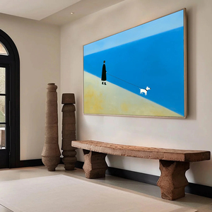 The Companion Minimalist <b>Beach</b> <b>Canvas</b> Print With Wood Frame Modern Wall Art Indoor Decor Seascape Oil Painting Style - Product Image 3