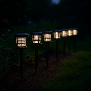 Lampe solaire de jardin en plastique noir LED 2700K blanc chaud IP65 étanche pour éclairage extérieur de chemin - Product Image 2