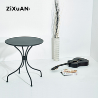 Tables carrées modernes noires pour restaurants en plein air, petite table de jardin, mobilier de jardin en gros, table de patio en métal pour l'extérieur