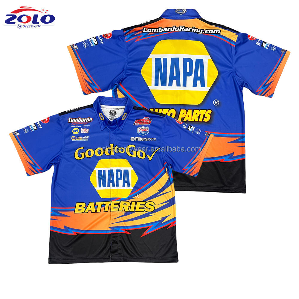 Sublimation Pit Crew Shirts Wholesale Drag Racing Crew Shirts