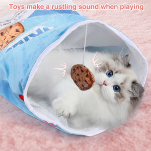 Kantong tidur terowongan kucing <span class=keywords><strong>Crinkle</strong></span> dapat dilipat gaya lucu sandaran tempat bermain hemat ruang untuk kucing semua ukuran usia Plus cocok untuk semua! - Product Image 5