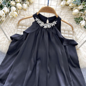 Blusa Vintage de diseño francés para mujer, camisola de manga larga <span class=keywords><strong>con</strong></span> diamantes y estilo tejido <span class=keywords><strong>con</strong></span> hombros descubiertos - Product Image 6