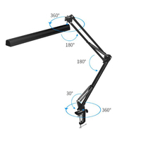 Lampe de bureau LED moderne en métal à bras articulé, pliable, portable, avec pince, pour étudiants